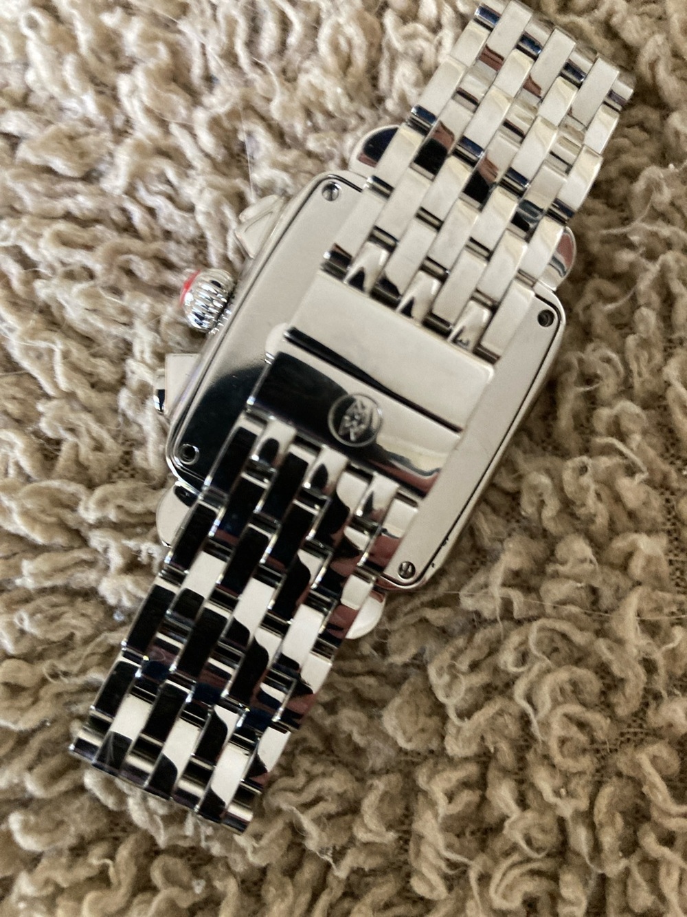 Michele Deco Stainless Steel Watch with Black Dial and Diamond Accent - Picture 4 of 7
